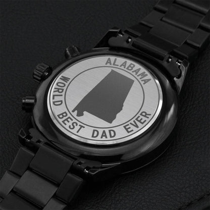 Alabama Best Dad Ever Engraving Chronograph Watch