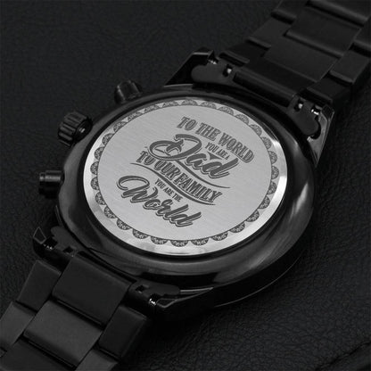 Engraved Luxury Watch Gift - Dad You Are The World To Us Engraving Chronograph Watch