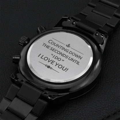 Counting Down - Engraved Black Chronograph Watch Engraving Chronograph Watch