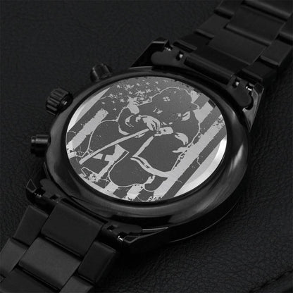 Gift For Fire Fighter - Fire Fighter Watch Engraving Chronograph Watch