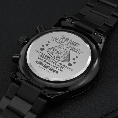 Dear Daddy Enjoy Your First Father's Day Gift For New Dads From Baby Bump. Engraving Chronograph Watch