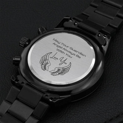 Chronograph Watch Guardian Angel Engraving Chronograph Watch