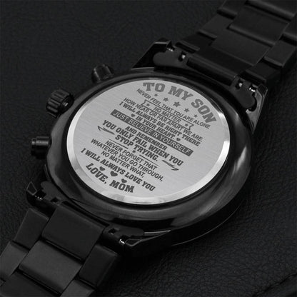 Engraved Watch For Son Gift From Mom - I Will Always Love You Engraving Chronograph Watch