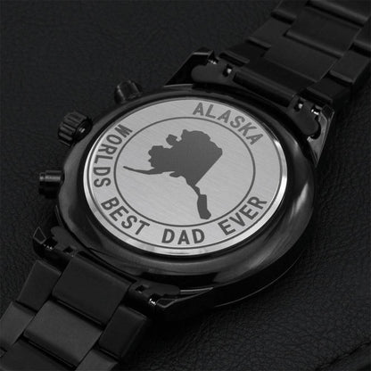 Alaska Best Dad Ever Engraving Chronograph Watch