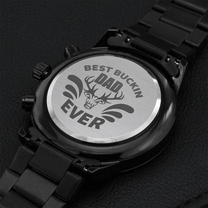 Best Buckin Dad Everengraved Design Black Chronograph Watch Gift For Dad. Engraving Chronograph Watch