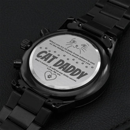 Christmas Gift For Cat Lover Man Mens Engraved Watch Chronograph Watch Gift For Him Anniversary Gift For Husband Boyfriend Birthday Gift Engraving Chronograph Watch