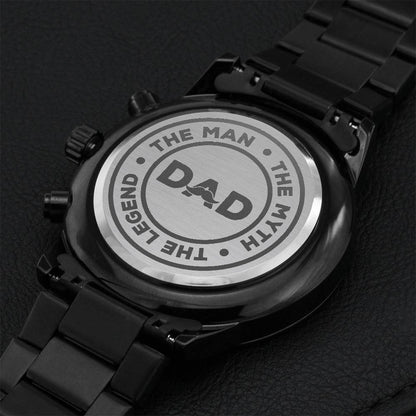 Fathers Day Gift For Dad - Dad The Man The Myth The Legend Engraving Chronograph Watch