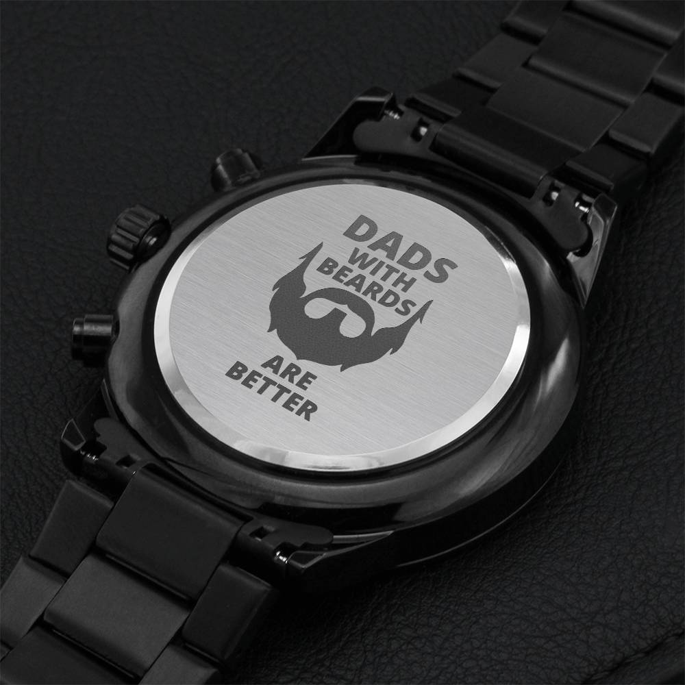 Dads With Beards Engraving Chronograph Watch