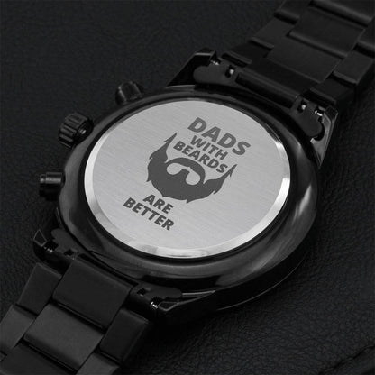 Dads With Beards Engraving Chronograph Watch