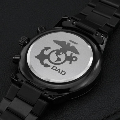 Usmc Father's Day Black Chronograph Watch Engraving Chronograph Watch
