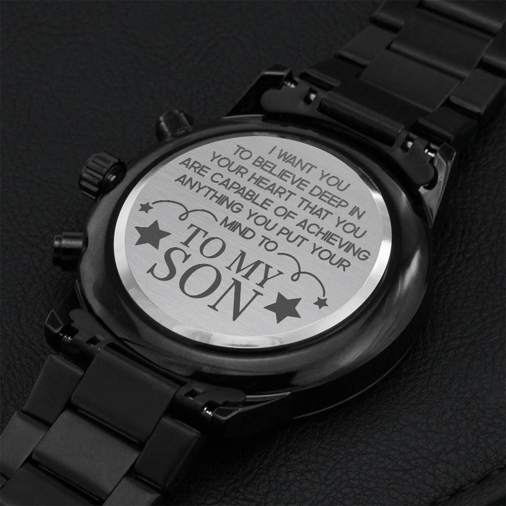 Deep In Your Heart Engraving Chronograph Watch