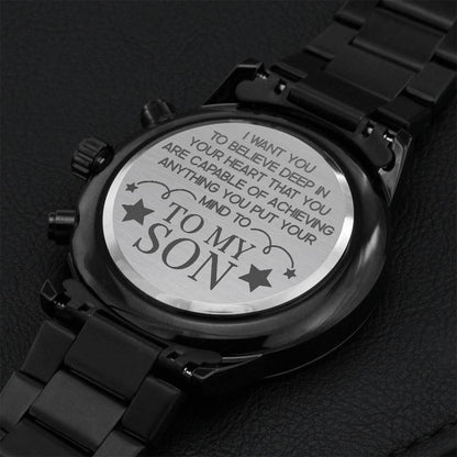 Deep In Your Heart Engraving Chronograph Watch