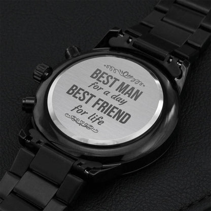 Best Friend Birthday Gifts - Black Chronograph Watch Engraving Chronograph Watch