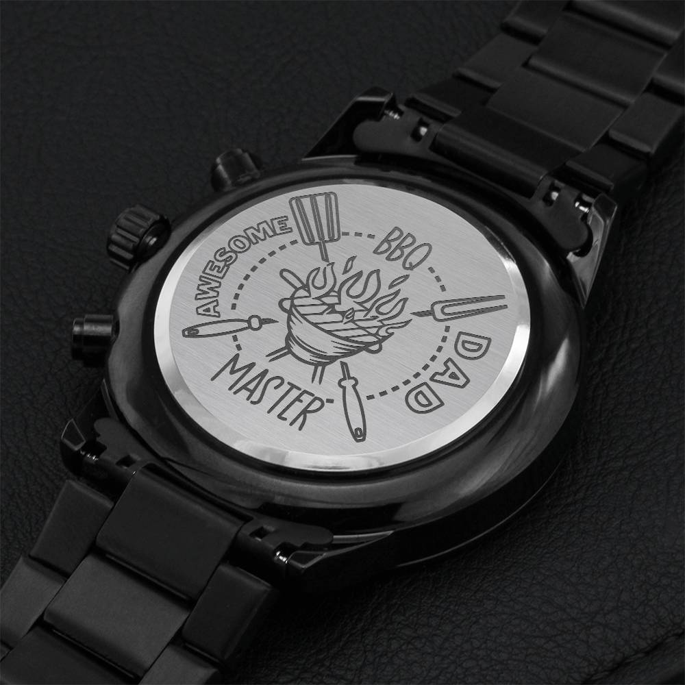 Awesome Dad Bbq Master Engraving Chronograph Watch