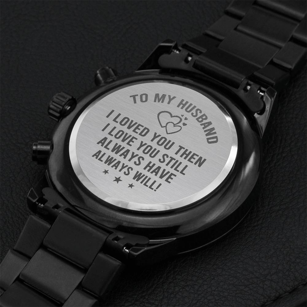 Engraved Watch - Best Gift For Husband Engraving Chronograph Watch