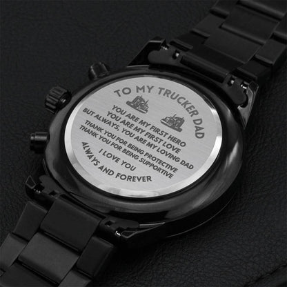 Trucker Dad My First Hero Watch Engraving Chronograph Watch