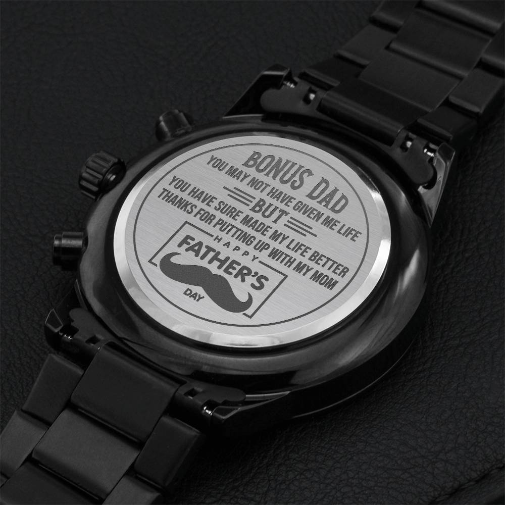 Bonus Dad Gift - Best Gift For Step Dadbonus Dadspecial Dad Engraving Chronograph Watch