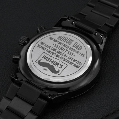 Bonus Dad Gift - Best Gift For Step Dadbonus Dadspecial Dad Engraving Chronograph Watch