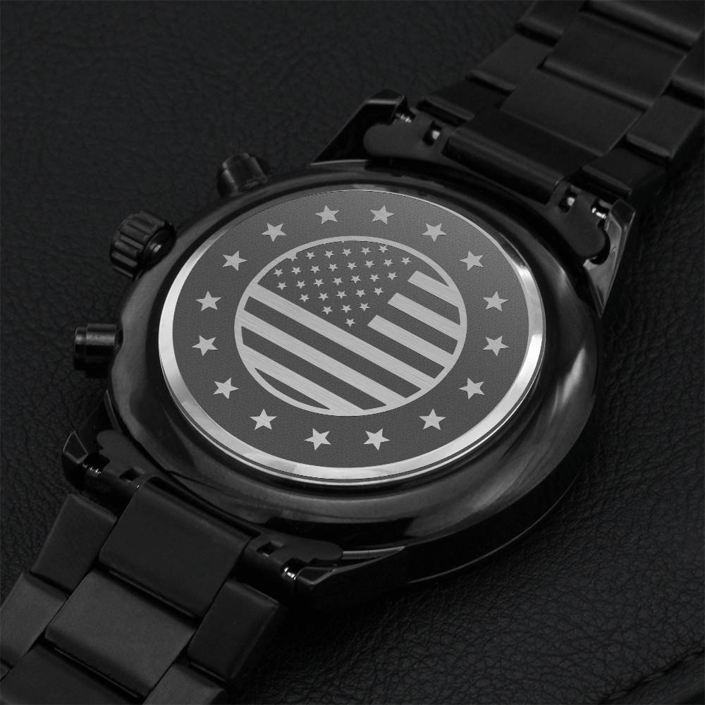 American Badge Watch Engraving Chronograph Watch