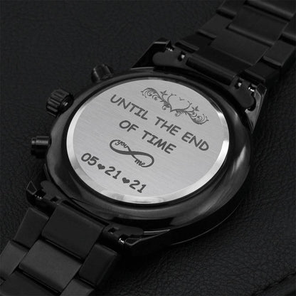 Black Chronograph Watch For You Man Engraving Chronograph Watch