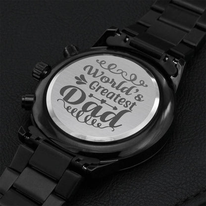 Worlds Greatest Dad Fathers Day Sensitive Gift For Your Special One Engraving Chronograph Watch