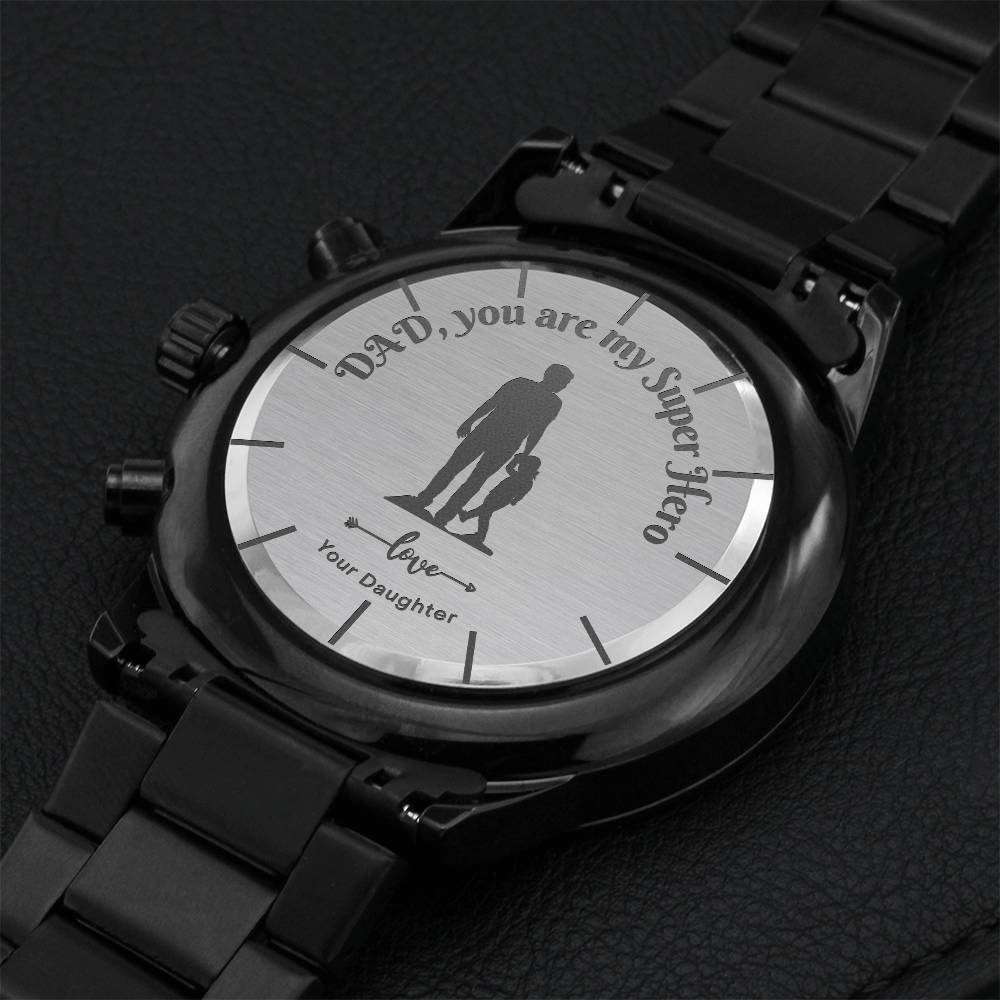 Dad You Are My Super Hero Engraving Chronograph Watch