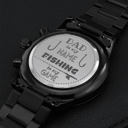 Dad Is My Name Fishing Is My Game Engraving Chronograph Watch