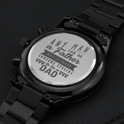 Engraved Black Chronograph Watch - Fathers Day Message Engraving Chronograph Watch