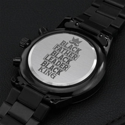 Black Father Engraving Chronograph Watch