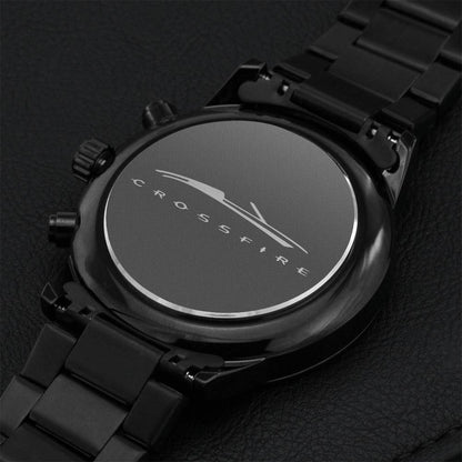 Chrysler Crossfire Roadster Car Lovers Engraved Black Chronograph Watch For Him Engraving Chronograph Watch