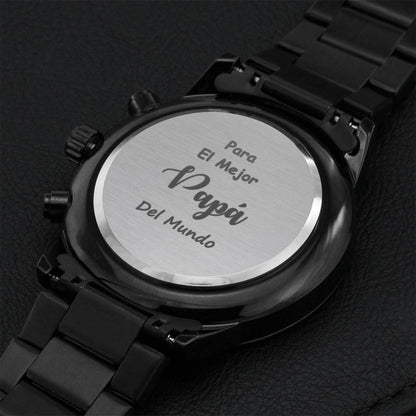 El Mejor Papa Del Mundo Engraving Chronograph Watch