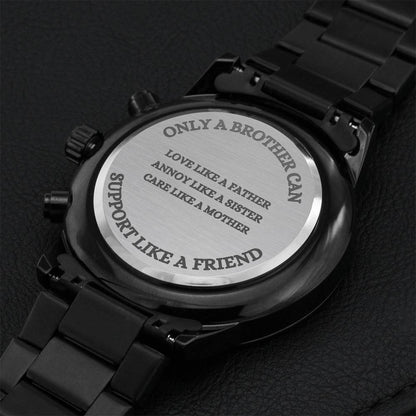 Engraved Watch Stainless Steel Customizable Gift For Brother Birthday Groomsmen Anniversary Engraving Chronograph Watch