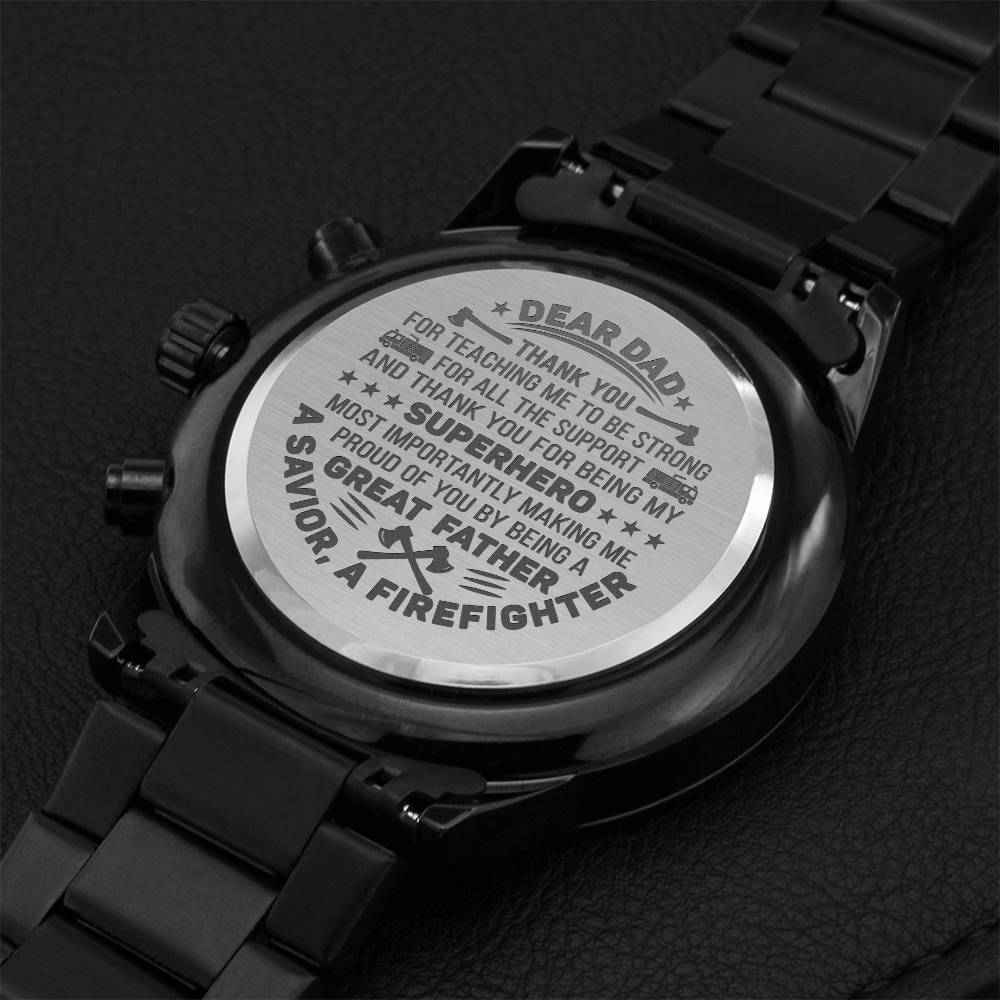 Firefighter Dad Engraving Chronograph Watch