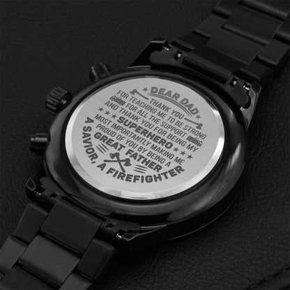 Firefighter Dad Engraving Chronograph Watch