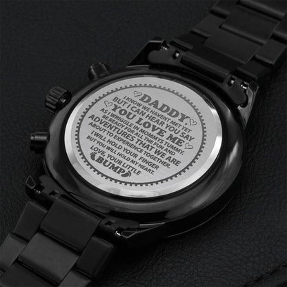 Daddy I Will Hold Your Finger Engraving Chronograph Watch