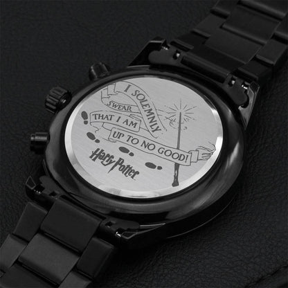 To Potterheads Friend Husband Boyfriend Motherdaughter Son. I Solemnly Swear That I'm Upto No Good. Harry Potter Lover. Engraving Chronograph Watch
