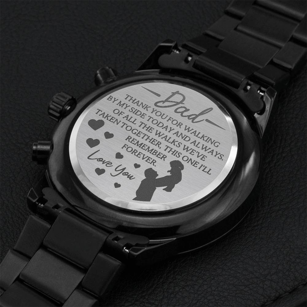 Father Of The Bride Gift From Daughter Engraved Watch Wedding Day Gift For Dad Unique Gift For Dad From Bride Men's Wrist Watch For Dad Engraving Chronograph Watch