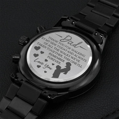 Father Of The Bride Gift From Daughter Engraved Watch Wedding Day Gift For Dad Unique Gift For Dad From Bride Men's Wrist Watch For Dad Engraving Chronograph Watch