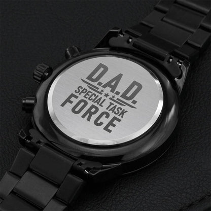 D.a.d. Special Task Force - Funny Military Style Black Watch - 2021 Father's Day Gift - Watch For Dad Engraving Chronograph Watch
