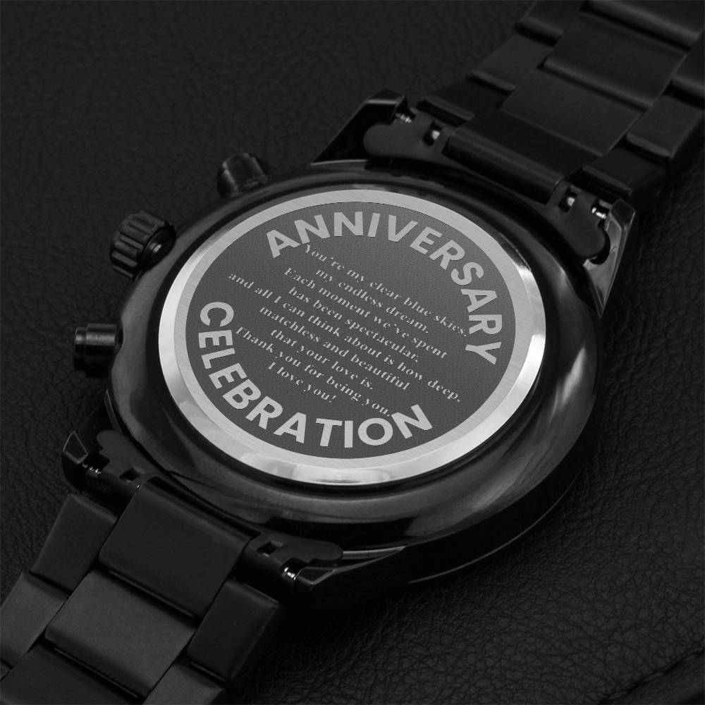 You’re My Clear Blue Skies My Endless Dream Black Chronograph Watch Engraving Chronograph Watch