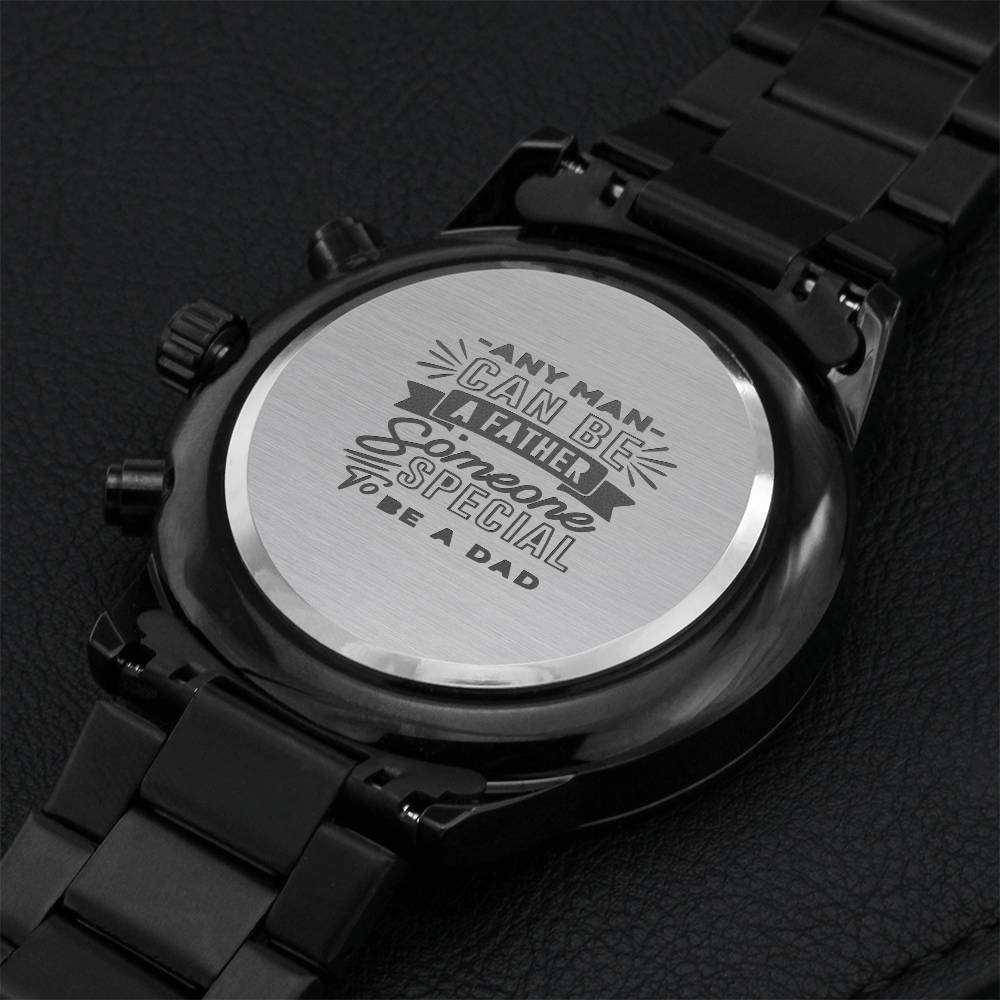 Any Man Can Be A Father Black Chronograph Watch Engraving Chronograph Watch