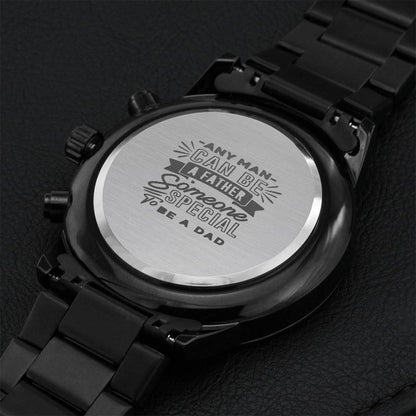 Any Man Can Be A Father Black Chronograph Watch Engraving Chronograph Watch