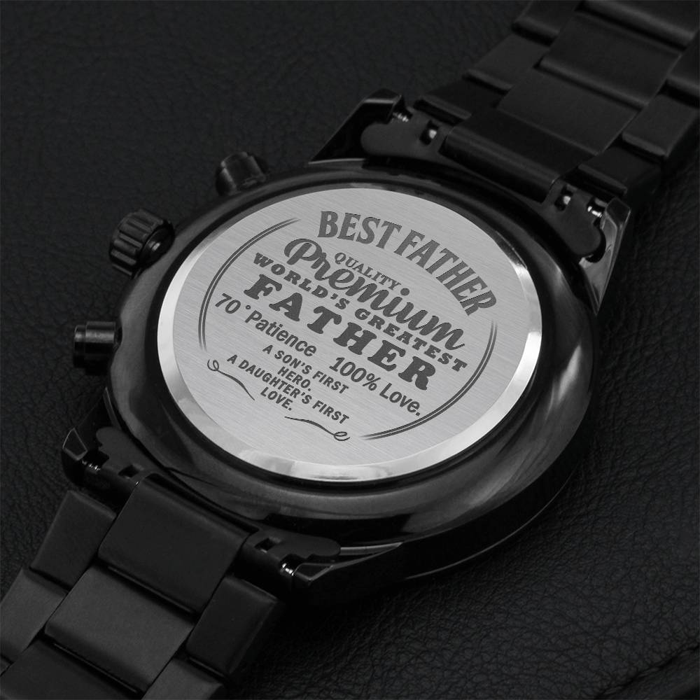 Best Father - Black Chronograph Watch Engraving Chronograph Watch
