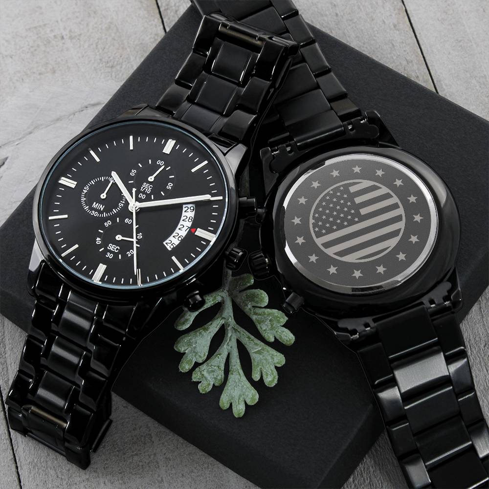American Badge Watch Engraving Chronograph Watch
