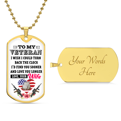 Veteran Husband Dog Tag Necklace, Romantic Gifts For Husband, Husband Anniversary, Husband Birthday, Sentimental Gift - Army Tag Necklace, Dog Tag Necklace