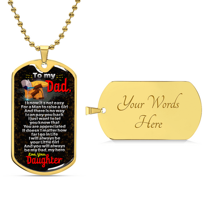 Dad Dog Tag Necklace, To My Dad, I Want You To Believe Deep In Your Heart, Dad Birthday Gift, Inspirational Necklace - Army Tag Necklace, Dog Tag Necklace