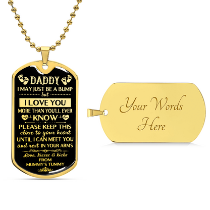Daddy's Gift From Mommy's Tummy - Father's Day Gift - Daddy Gift - Dog Tag Necklace For New Dad - Pregnancy Gift - Bump Gifts - Army Tag Necklace, Dog Tag Necklace