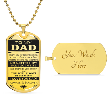 Dad Tag From Daughter - Army Tag Necklace, Dog Tag Necklace