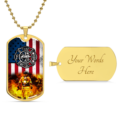 Firefighter Dog Tag Pendant Necklace gifts Engraved Fireman's Dog Tag Engraved Firefighter Dog Tag Firefighter Dog Tags - Army Tag Necklace, Dog Tag Necklace