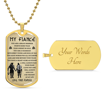 Viking Dogtag For Your Fiancé - Army Tag Necklace, Dog Tag Necklace